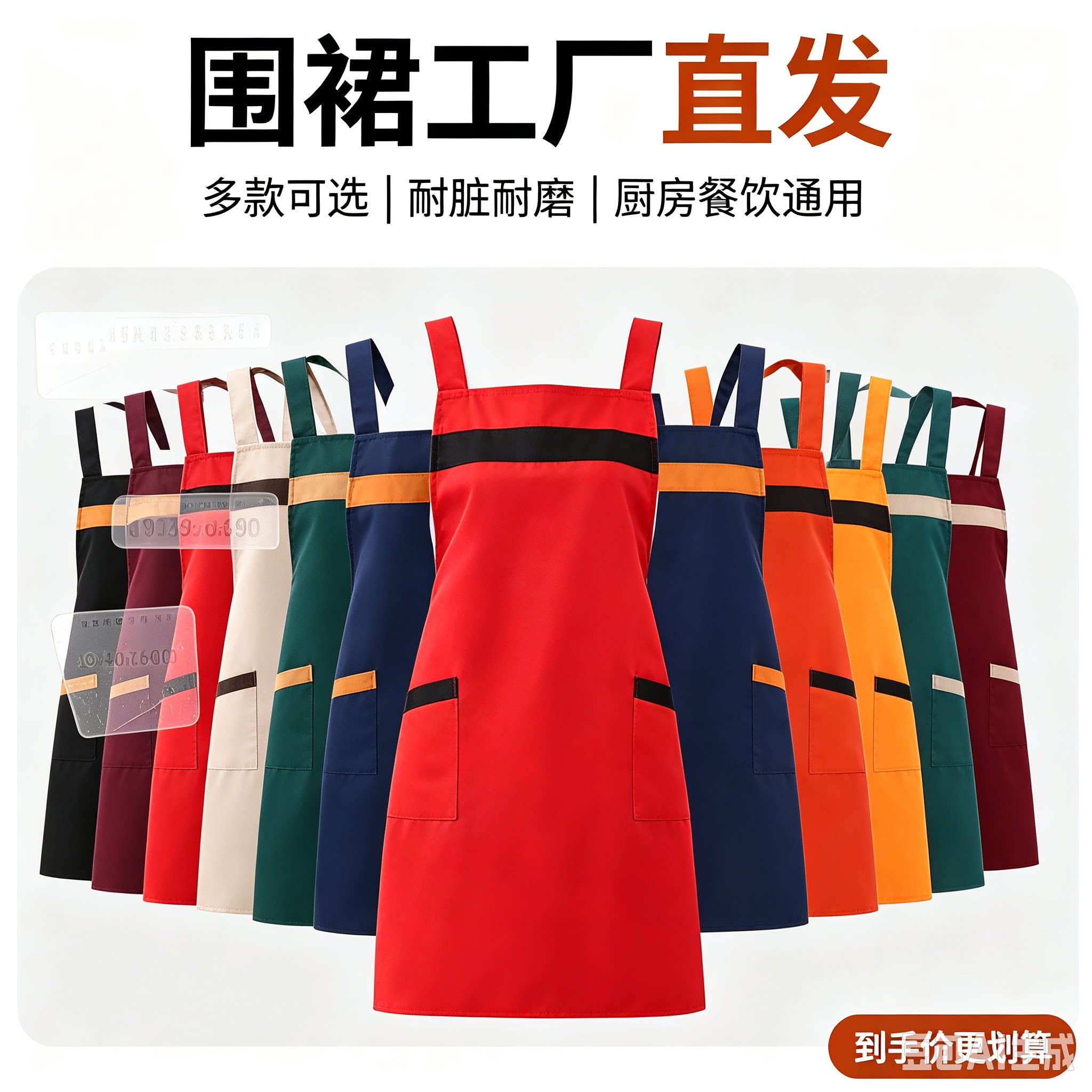 围裙印字logo奶茶咖啡厅工作服男女纯棉防水家用厨房防污防油