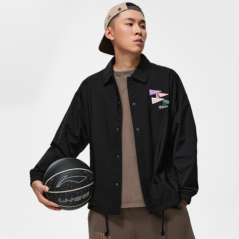 李宁男款翻领宽松外套