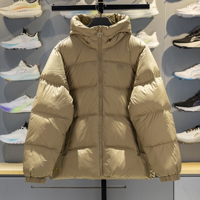 李宁保暖连帽短款男子羽绒服