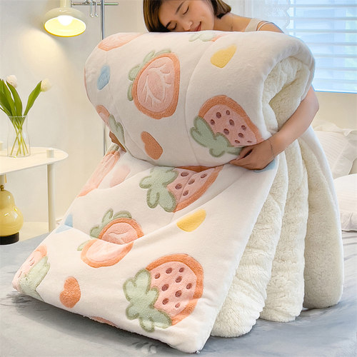 毛毯加厚冬季珊瑚绒小毯子办公室午睡毯床上用沙发盖毯羊羔绒被子