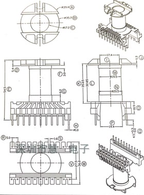 ETD49 ER4950高频变压器电木骨架立式11+11针排距=27.5mm电源材料