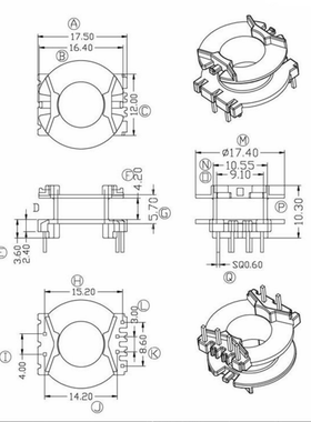 PQ2012高频变压器骨架磁芯配套立式4+2针高度10.3mm