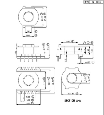 EQ3016高频变压器骨架 立式5+5针 排距=27.6mm