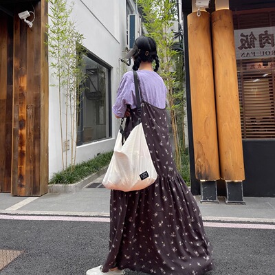 毒家原创优雅灰色小碎花连衣裙