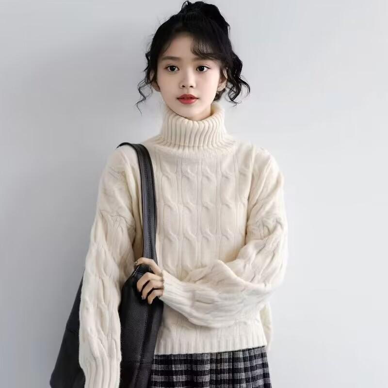 2025新款复古咖色高领毛衣女冬加厚洋气内搭上衣套头长袖打底衫