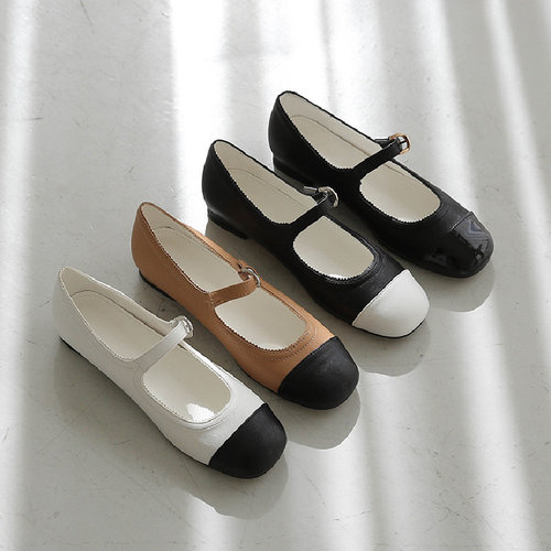 韩国春夏季新款撞色侧搭扣女鞋