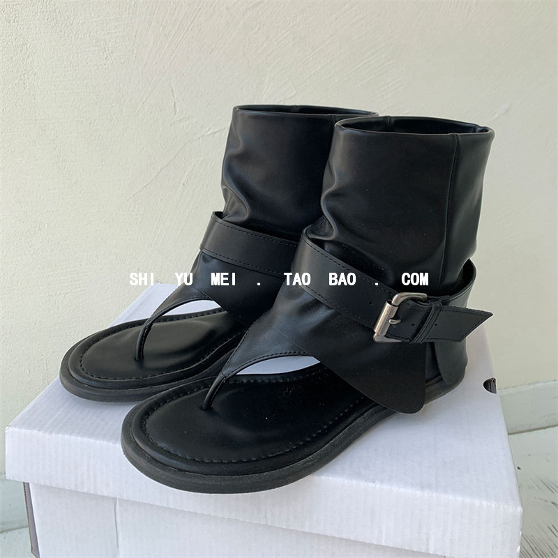 韩版凉靴低跟皮带扣短靴