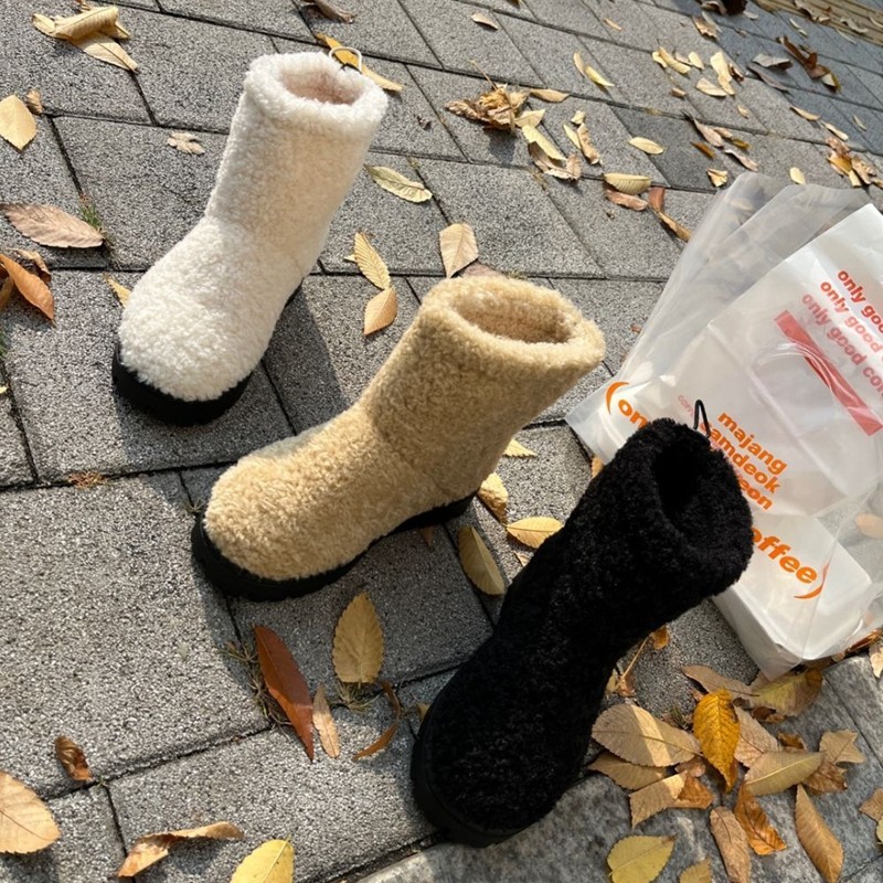 饰与美韩国东大门冬季新款羊羔绒收口时尚毛毛雪地靴加绒保暖棉靴,女鞋,时尚雪地靴,淘宝优惠券,粉丝福利购,淘宝优惠卷