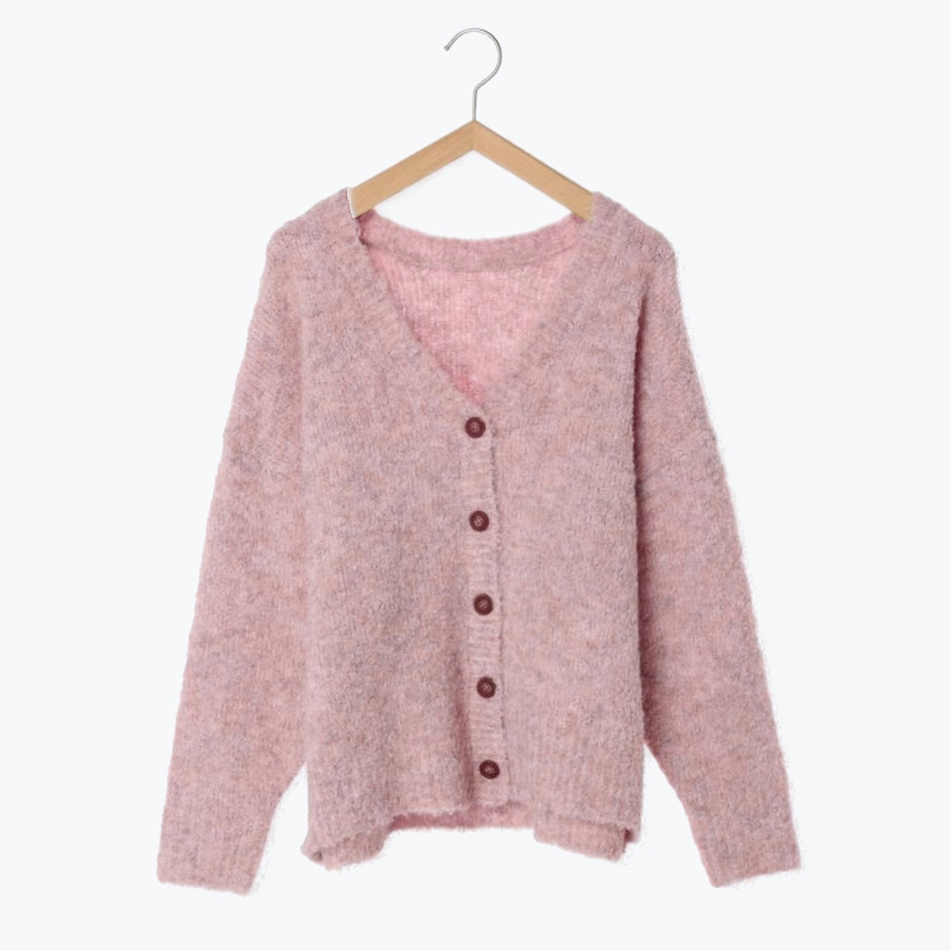 SM2甜美百搭毛茸茸羽毛纱V领长袖羊毛混纺针织外套开衫日系女装