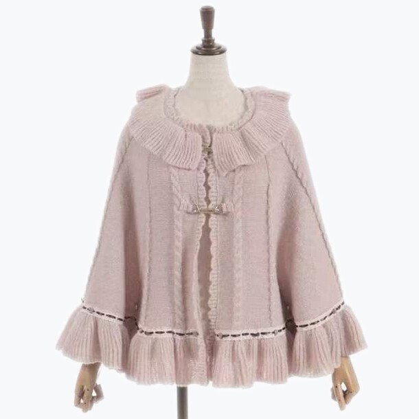 AX甜美小清新麻花针织仙女小玫瑰斗篷春秋款薄外套开衫披肩女装