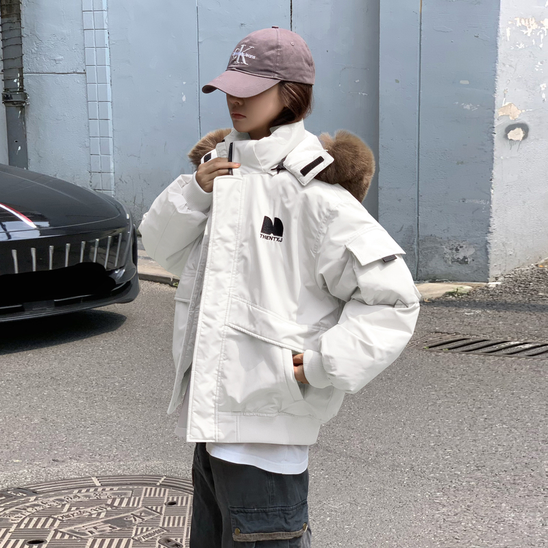 实拍工装棉服女冬季新款短款小个子大毛领加厚派克服棉衣外套爆款