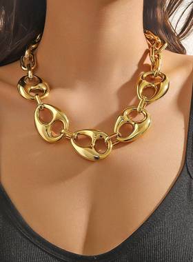 欧美风夸张女士项链嘻哈个性亚克力高级感项链夸张锁骨链necklace