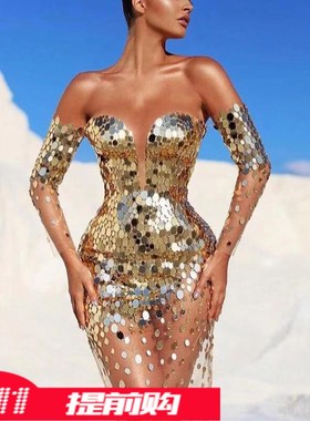 2021 new sexy one-shouldered party dress for ladies晚礼服裙