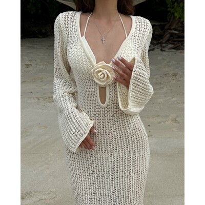 欧美夏季新款沙滩裙女纯