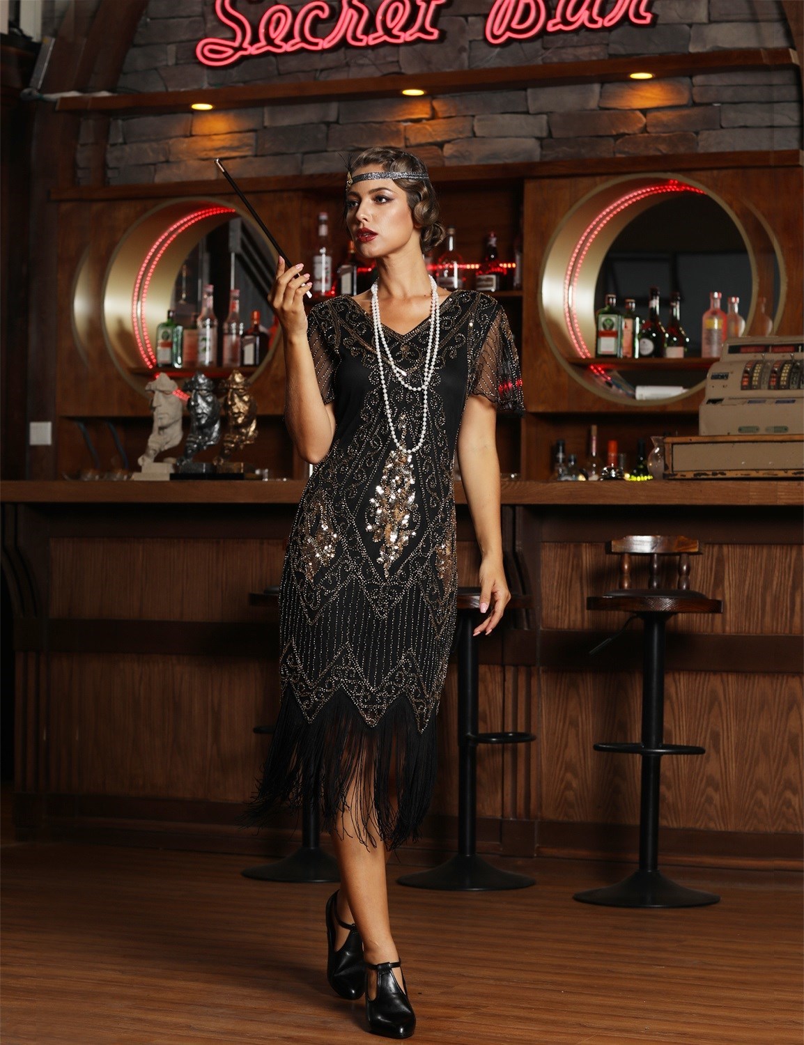 1920s Flapper Roaring Embellished Art Deco Great GatsbyDress