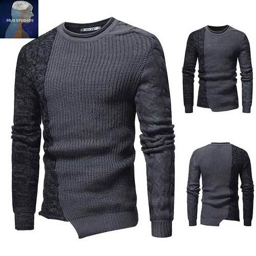 2022 men sweater knit欧美爆款春秋休闲套头修身针织衫毛衣男潮