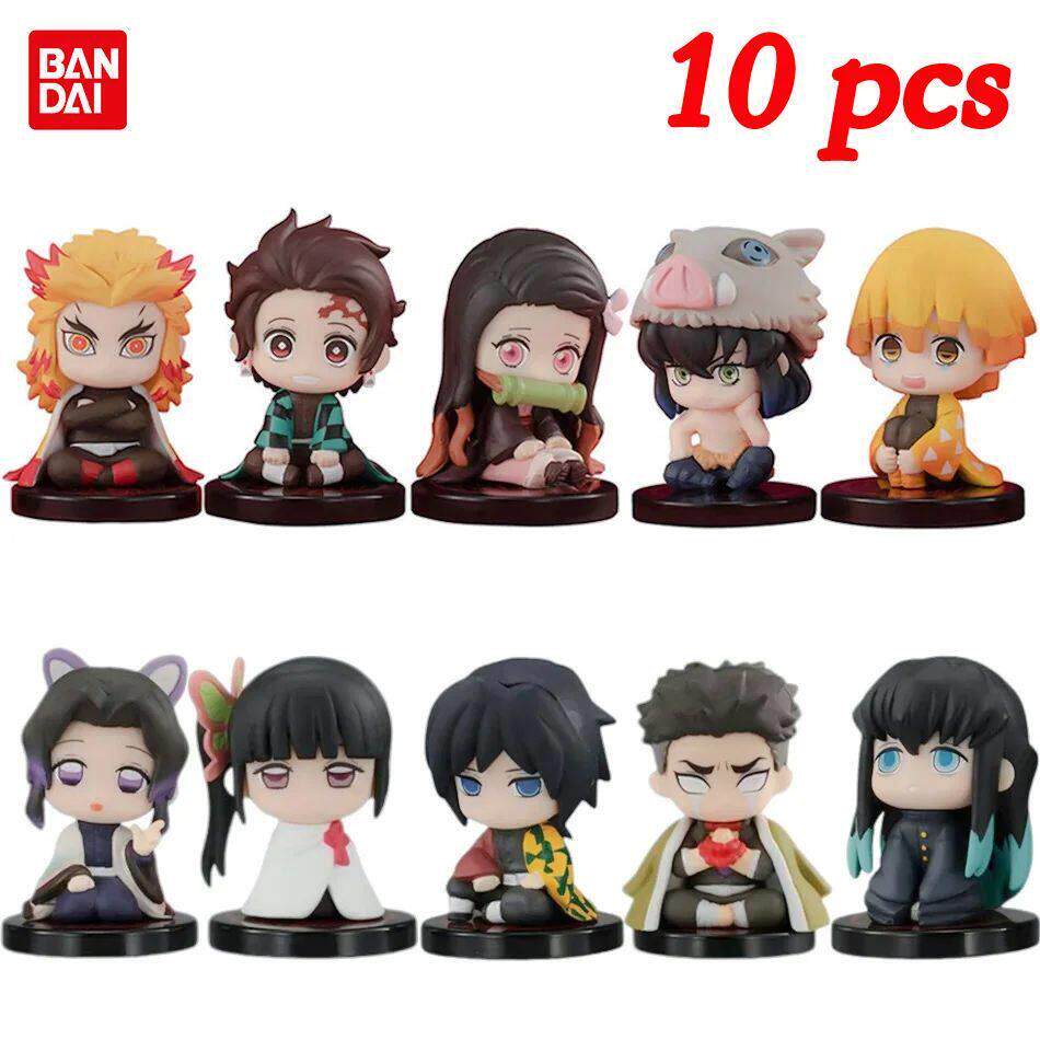 10pcs Set Q Version Demon Slayer Sitting Ghost Doll Tanjiro