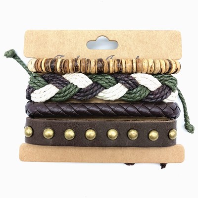 leather bracelet women hand catenary men 编织复古皮手链手镯