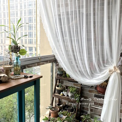 纯白珍珠纱百搭风隔断展示窗帘