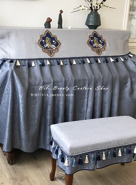 马小萌原创高品质新中式立式防尘加厚布艺钢琴罩量身定制