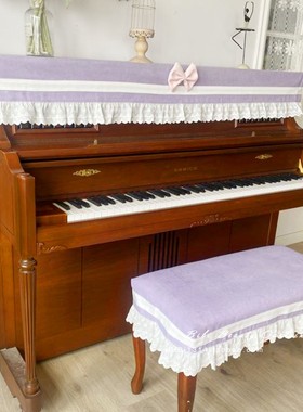 马小萌原创新品紫色韩式文艺蝴蝶结双层荷叶边防尘钢琴罩全罩半罩