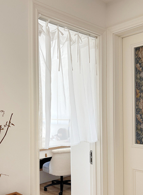 免打孔日式简约风纯白色吊带门帘纱帘透光不透人三种材质可定制