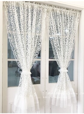 日式田园风格小雏菊窗纱门帘挡风帘风水帘小窗帘半帘定制