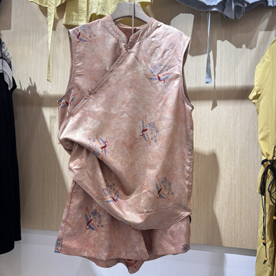 新中式复古国风无袖背心马夹+短裤两件套女2025夏季新款旗袍套装