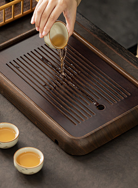 2025新款茶盘家用轻奢小型沥储水式茶台功夫茶具茶海干泡台竹托盘