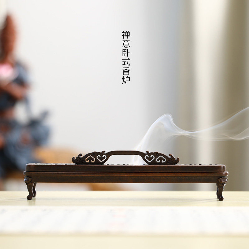 香炉仿古铜家用室内卧式线香炉茶道香插大明宣德炉香插家居摆件
