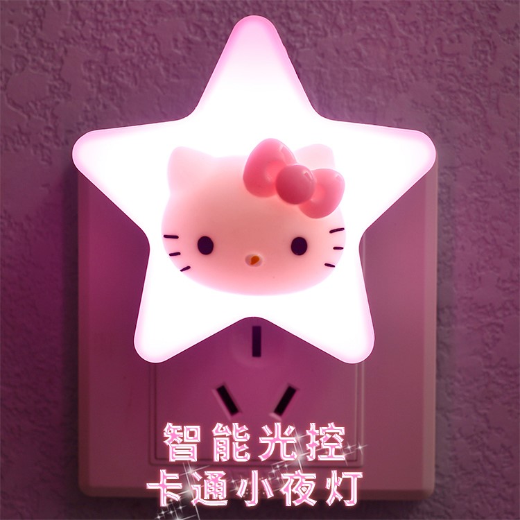 卡通LED感应夜灯家用插电节能灯光感装饰壁灯插座式小夜灯床头灯_虎窝淘