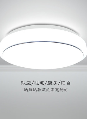 全白透镜LED吸顶灯 餐厅阳台过道玄关工程灯具简约现代吸顶灯家用