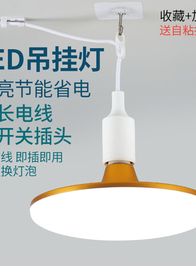 家用LED插座灯泡带线插头开关超亮简易插电灯直插悬挂式节能吊灯