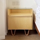 Chea 多层实木贴桦木床头柜玻璃台面卧室氛围感 Wea中古风网红爆款