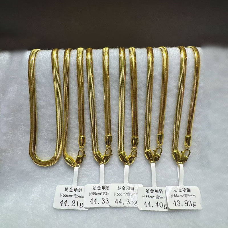 深圳水贝蛇骨黄金项链男女款足金999简约百搭锁骨链时尚链子送礼