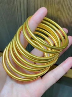 深圳水贝黄金手镯素圈实心足金999古法传承金镯子国潮复古送礼