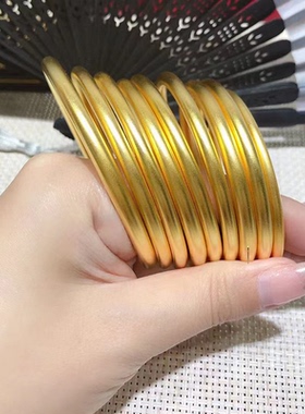 深圳水贝黄金手镯素圈实心足金999古法传承金镯子国潮复古送礼