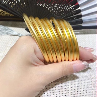 深圳水贝黄金手镯素圈实心足金999古法传承金镯子国潮复古送礼
