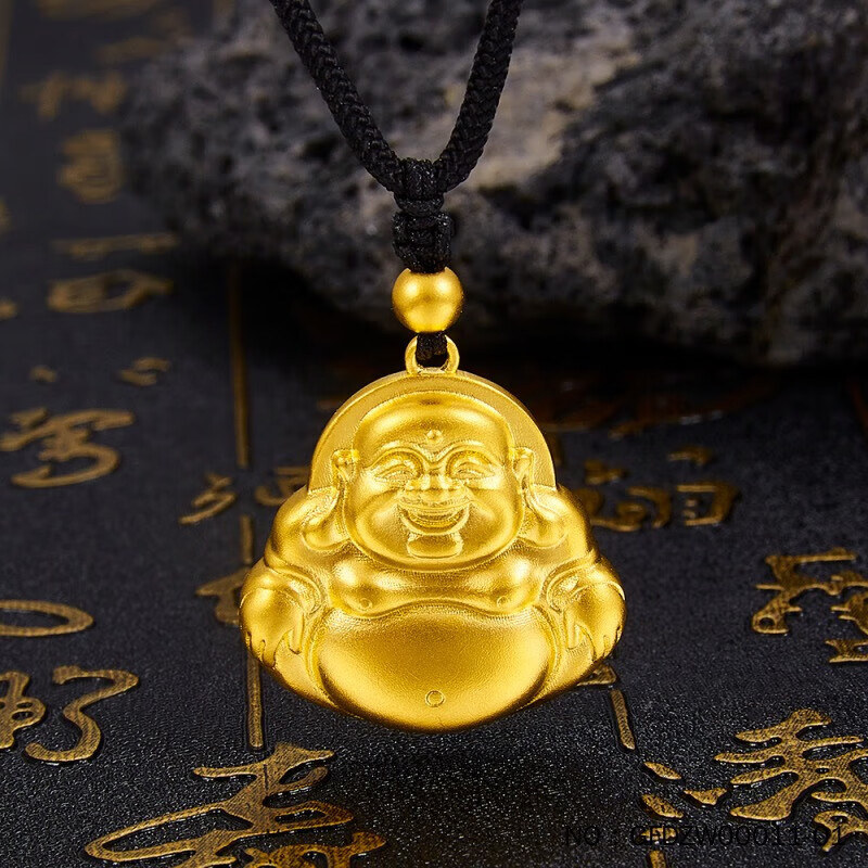 深圳水贝古法黄金弥勒佛吊坠999足金大肚佛纯金佛公挂坠送礼