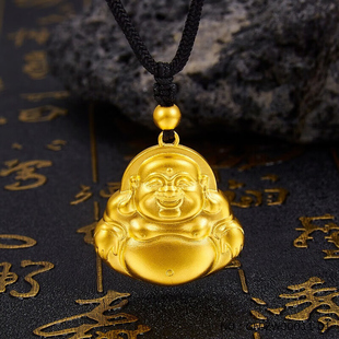 深圳水贝古法黄金弥勒佛吊坠999足金大肚佛纯金佛公挂坠送礼