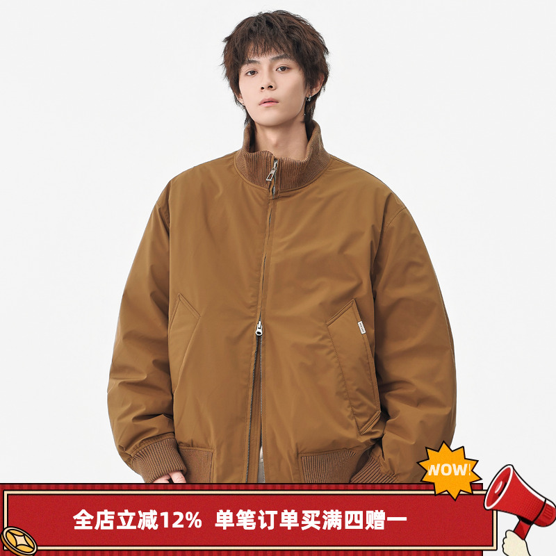 秋冬美式宽松日系复古立领羽绒服