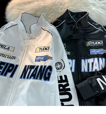 新款皮衣外套男春秋街头飞行员机车服hiphop潮牌上衣美式痞帅夹克