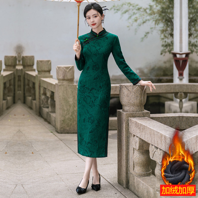 加绒加厚旗袍复古新中式