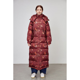高端定制新中式香云纱长款收腰显瘦加厚超厚白鹅绒羽绒服