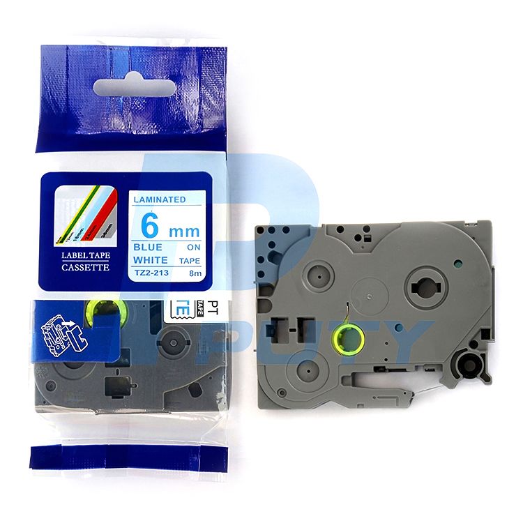 适用兄弟标签机色带纸TZ2-213 pt-d200 P700 6mm白底蓝字