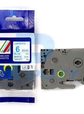 适用兄弟标签机色带纸TZ2-213 pt-d200 P700 6mm白底蓝字
