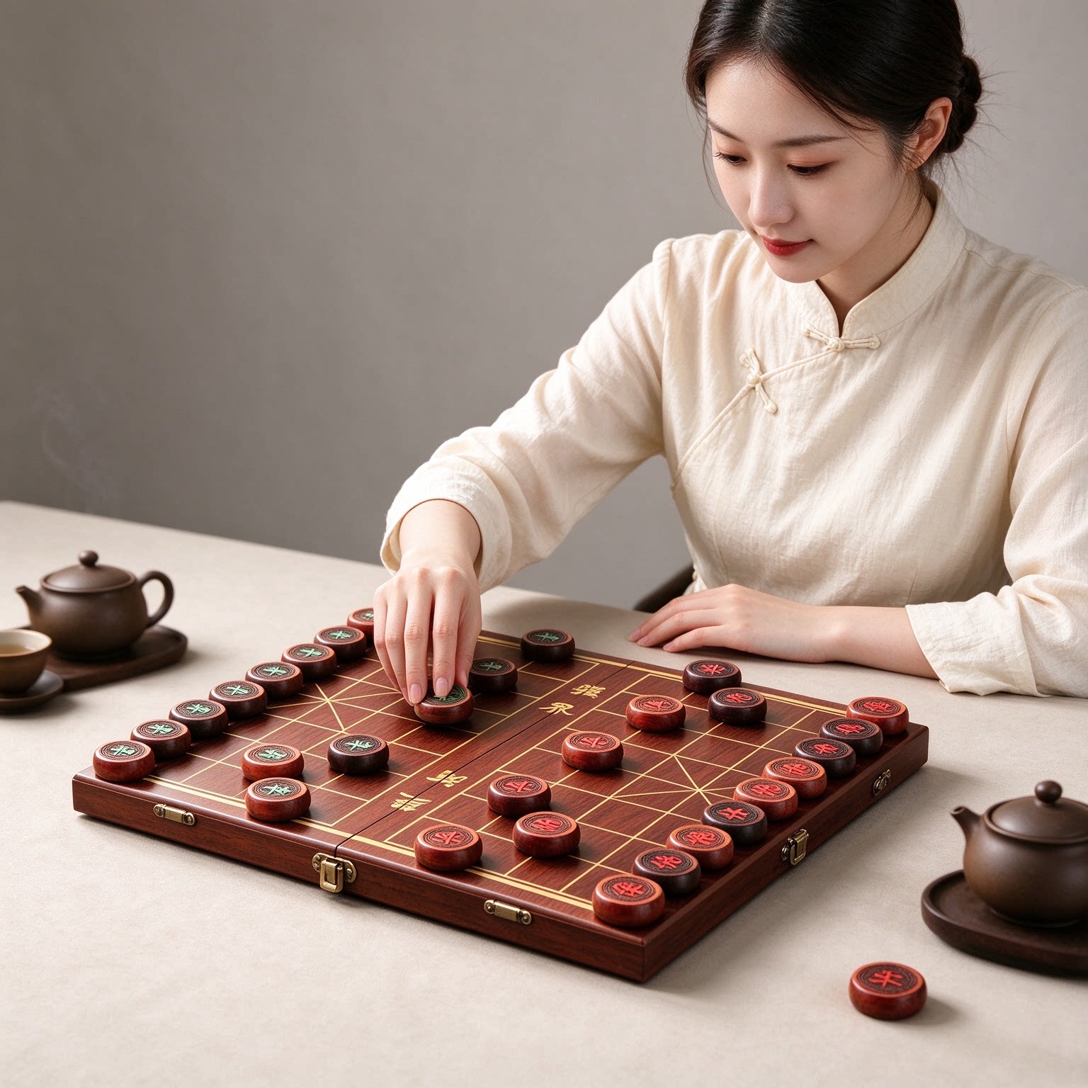 中国象棋实木大号儿童学生便携榉木棋子带木质棋盘益智对弈亲子