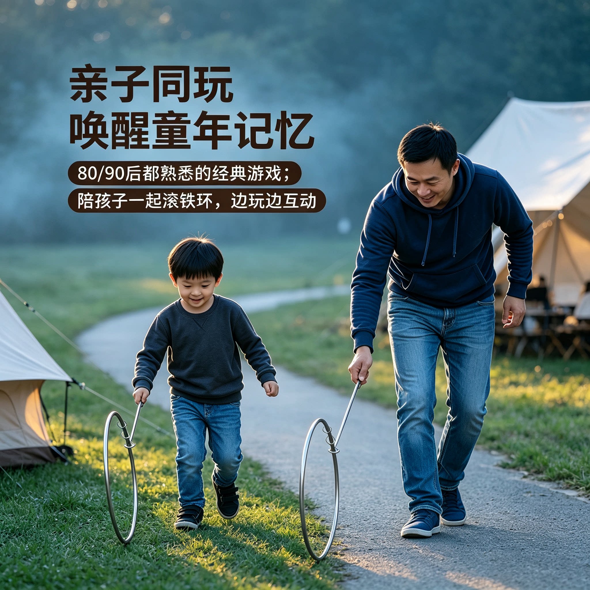 户外运动滚铁环小学生玩具80后怀旧成人扁粗实心推圈风火轮铁圈