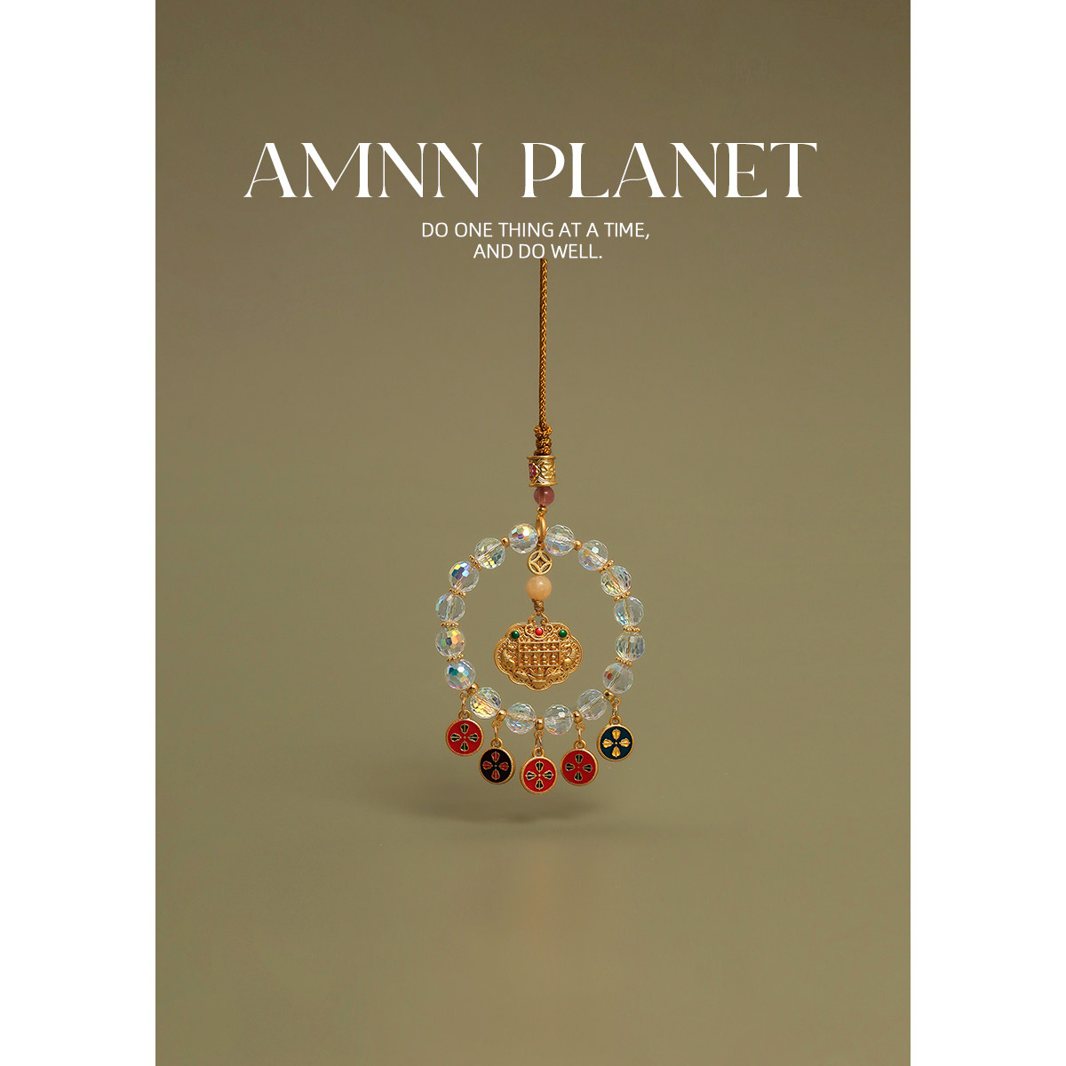 AMNN五福财神五彩琉璃水晶挂饰