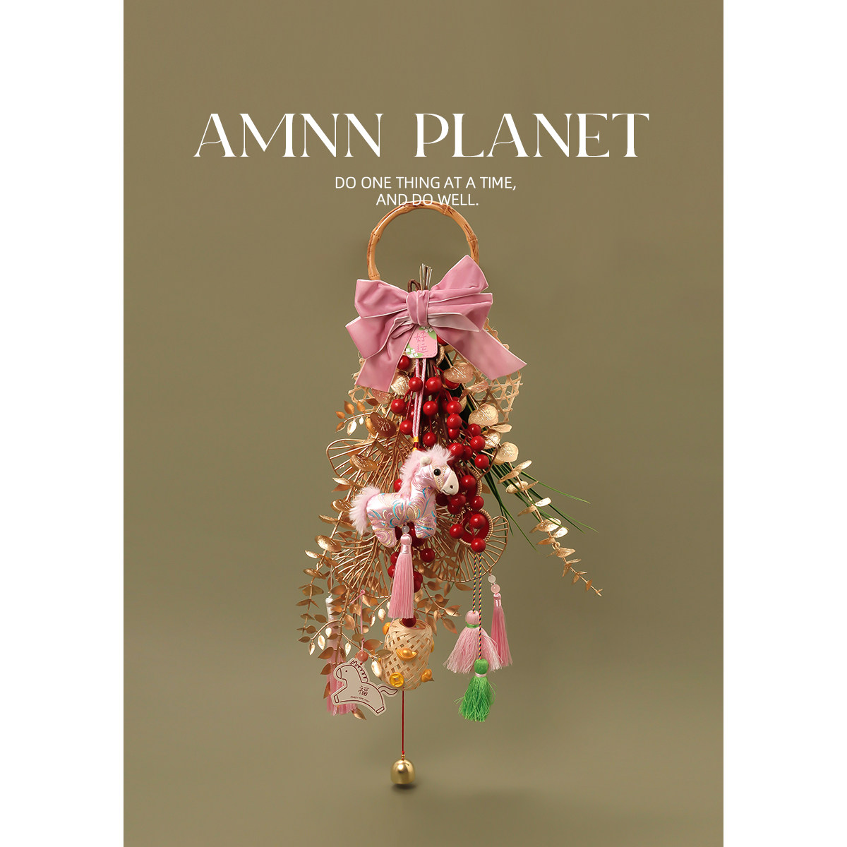 AMNN 粉色小马柿柿如意新年装饰挂件2026喜庆氛围感布置门挂壁挂,节庆用品/礼品,挂饰/生肖挂饰,淘宝优惠券,粉丝福利购,淘宝优惠卷